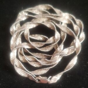 Vntg Sterling Silver 925 Twisted Herri Chain Necklace made In Italy 13.1 grms
